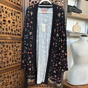 Johnny Was Black Floral Cardigan